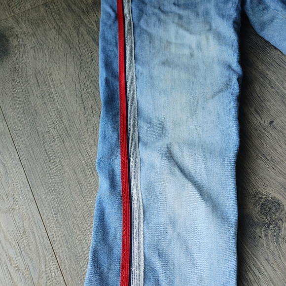 Zara Z1976 Trafaluc Denim TRF Women's Mid-rise Red Side Stripe Skinny Jeans Sz 2 - Picture 8 of 10